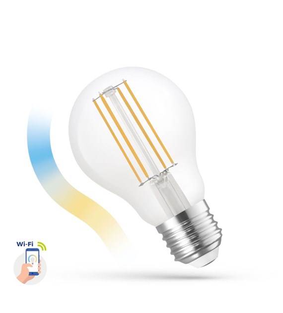 LED GLS 5W E-27 COG 230V CCT+DIMM CLEAR Wi-Fi Spec