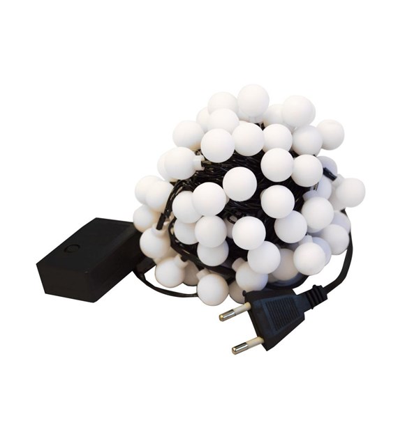 Łańcuch czarny- kulki białe- LED CW 4061
